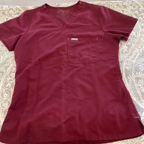 Figs Catarina Scrub Top burgundy rn 142256 size sz - Picture 7 of 7